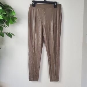 Asos Faux Leather Pants Olive Green Women's Size 12 Stretch Leggings